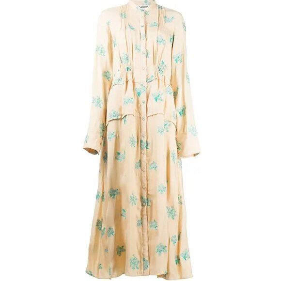 JIL SANDER *Stunning* Embroidered Floral Midi Shirt Dress - Picture 5 of 15